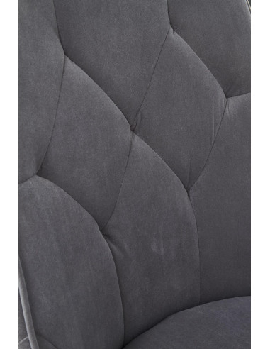 K365 Krzesło Pikowane Popielate VELVET, Czarne Nóżki - Stylowy Wzór