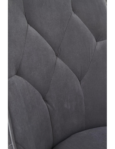K365 Krzesło Pikowane Popielate VELVET, Czarne Nóżki - Stylowy Wzór