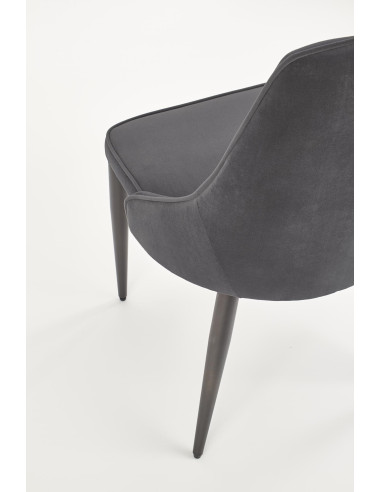 K365 Krzesło Pikowane Popielate VELVET, Czarne Nóżki - Stylowy Wzór