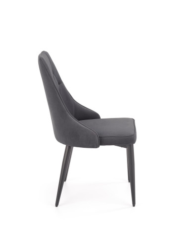 K365 Krzesło Pikowane Popielate VELVET, Czarne Nóżki - Stylowy Wzór