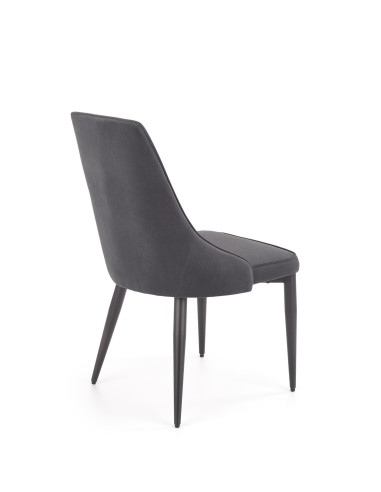K365 Krzesło Pikowane Popielate VELVET, Czarne Nóżki - Stylowy Wzór