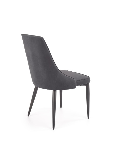 K365 Krzesło Pikowane Popielate VELVET, Czarne Nóżki - Stylowy Wzór