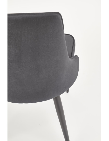 K365 Krzesło Pikowane Popielate VELVET, Czarne Nóżki - Stylowy Wzór
