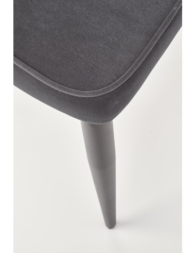 K365 Krzesło Pikowane Popielate VELVET, Czarne Nóżki - Stylowy Wzór