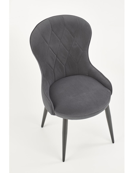 K366 Krzesło z Okrągłym Siedziskiem Popielate VELVET - Elegancki Styl