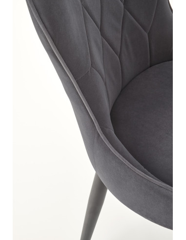 K366 Krzesło z Okrągłym Siedziskiem Popielate VELVET - Elegancki Styl