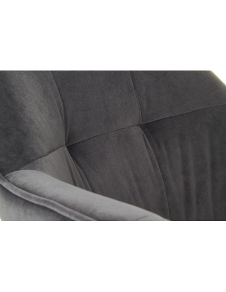 K377 Krzesło Popielate VELVET /Stal Czarna - Pikowane Wygodne Oparcie