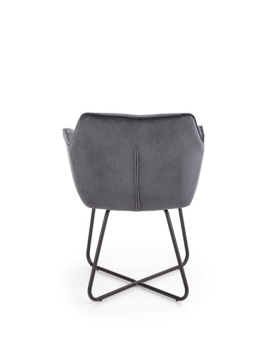 K377 Krzesło Popielate VELVET /Stal Czarna - Pikowane Wygodne Oparcie