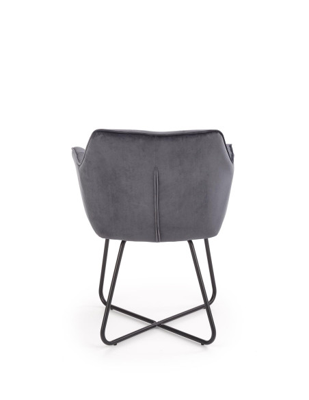 K377 Krzesło Popielate VELVET /Stal Czarna - Pikowane Wygodne Oparcie