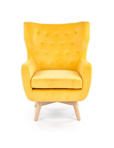 MARVEL Fotel Wypoczynkowy USZAK Pikowany Żółty Velvet - Komfortowy Relaks