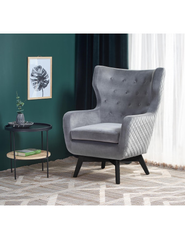 MARVEL Fotel Wypoczynkowy USZAK Popielaty Velvet - Odcienie Szarości