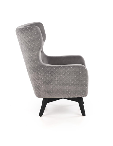 MARVEL Fotel Wypoczynkowy USZAK Popielaty Velvet - Odcienie Szarości