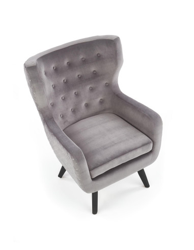 MARVEL Fotel Wypoczynkowy USZAK Popielaty Velvet - Odcienie Szarości