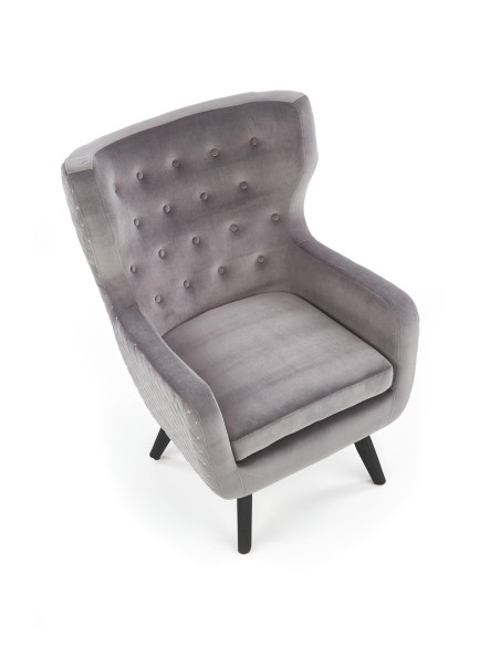 MARVEL Fotel Wypoczynkowy USZAK Popielaty Velvet - Odcienie Szarości