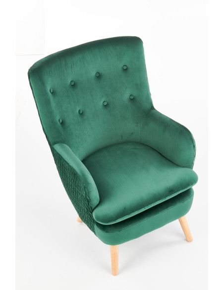 RAVEL Fotel Wypoczynkowy Zielony Velvet - Odpoczynek w Harmonii z Naturą