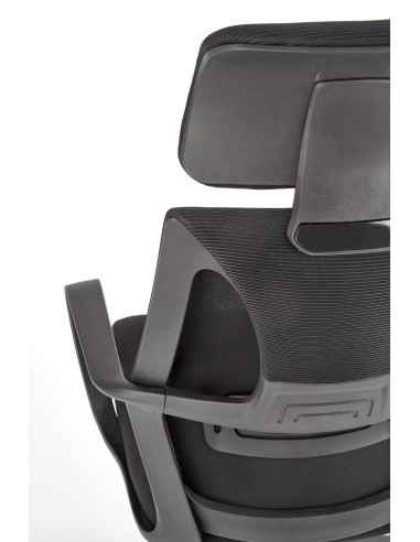 VALDEZ Fotel Biurowy Czarny z Regulowanym Zagłówkiem - Ergonomiczny