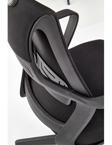 VALDEZ Fotel Biurowy Czarny z Regulowanym Zagłówkiem - Ergonomiczny