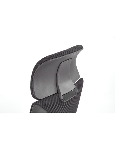 VALDEZ Fotel Biurowy Czarny z Regulowanym Zagłówkiem - Ergonomiczny