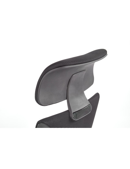 VALDEZ Fotel Biurowy Czarny z Regulowanym Zagłówkiem - Ergonomiczny