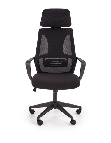 VALDEZ Fotel Biurowy Czarny z Regulowanym Zagłówkiem - Ergonomiczny