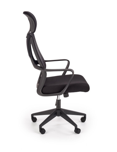 VALDEZ Fotel Biurowy Czarny z Regulowanym Zagłówkiem - Ergonomiczny