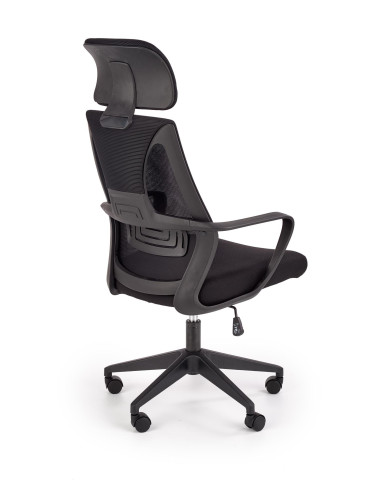 VALDEZ Fotel Biurowy Czarny z Regulowanym Zagłówkiem - Ergonomiczny