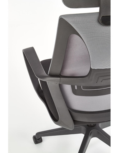 VALDEZ Fotel Biurowy Popiel/Czarny z Regulowanym Zagłówkiem - Ergonomiczny