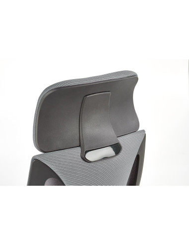 VALDEZ Fotel Biurowy Popiel/Czarny z Regulowanym Zagłówkiem - Ergonomiczny