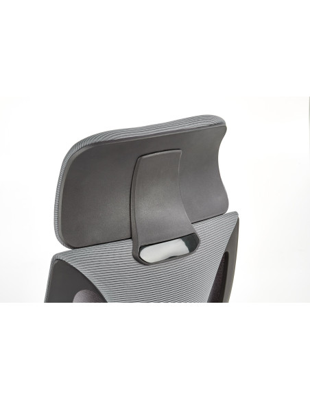 VALDEZ Fotel Biurowy Popiel/Czarny z Regulowanym Zagłówkiem - Ergonomiczny