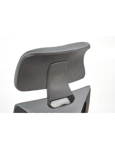 VALDEZ Fotel Biurowy Popiel/Czarny z Regulowanym Zagłówkiem - Ergonomiczny