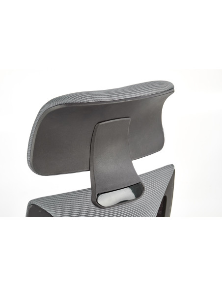 VALDEZ Fotel Biurowy Popiel/Czarny z Regulowanym Zagłówkiem - Ergonomiczny