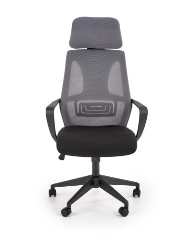 VALDEZ Fotel Biurowy Popiel/Czarny z Regulowanym Zagłówkiem - Ergonomiczny