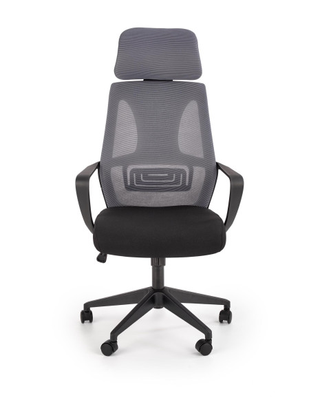 VALDEZ Fotel Biurowy Popiel/Czarny z Regulowanym Zagłówkiem - Ergonomiczny