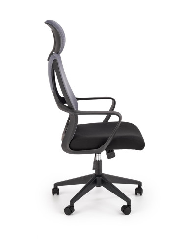 VALDEZ Fotel Biurowy Popiel/Czarny z Regulowanym Zagłówkiem - Ergonomiczny