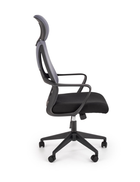 VALDEZ Fotel Biurowy Popiel/Czarny z Regulowanym Zagłówkiem - Ergonomiczny