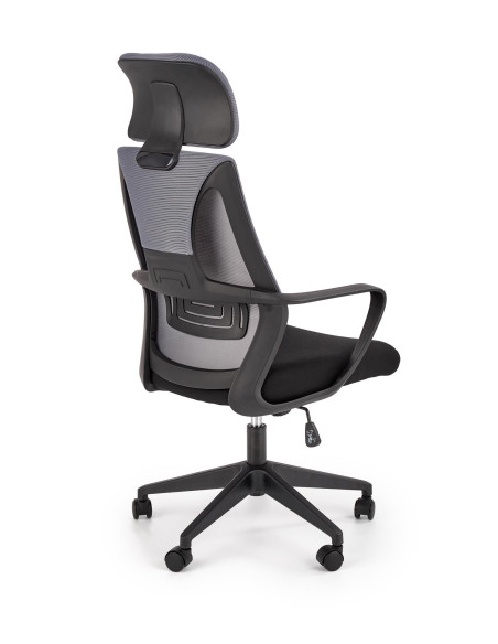 VALDEZ Fotel Biurowy Popiel/Czarny z Regulowanym Zagłówkiem - Ergonomiczny