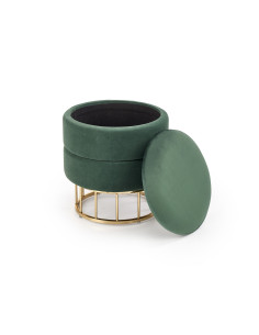 MINTY Pufa z Pojemnikiem Ciemnozielona VELVET / Złota Luksusowa Podstawa 2
