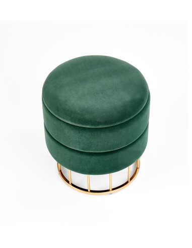 MINTY Pufa z Pojemnikiem Ciemnozielona VELVET / Złota Luksusowa Podstawa