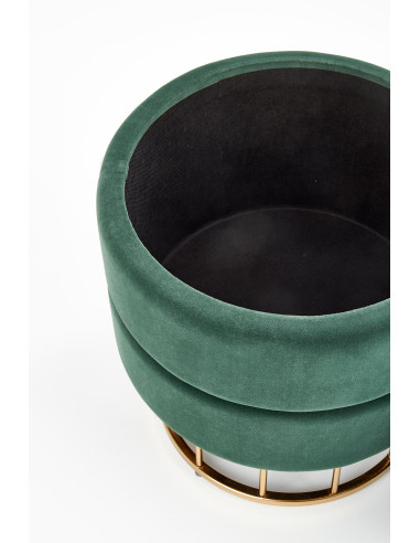 MINTY Pufa z Pojemnikiem Ciemnozielona VELVET / Złota Luksusowa Podstawa
