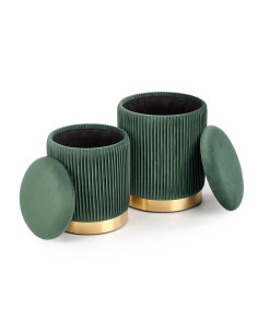 MONTY Zestaw 2 Puf Ciemnozielony VELVET/ Złota Podstawa Dodająca Szyku 2
