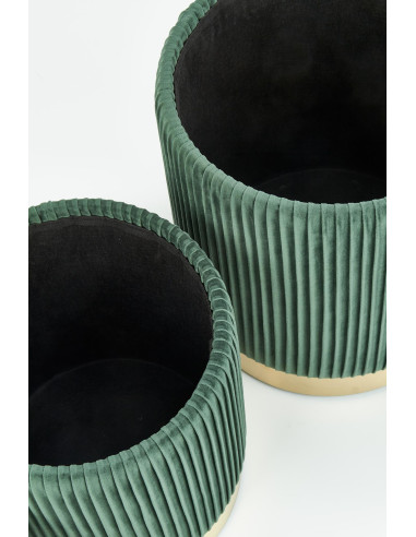 MONTY Zestaw 2 Puf Ciemnozielony VELVET/ Złota Podstawa Dodająca Szyku