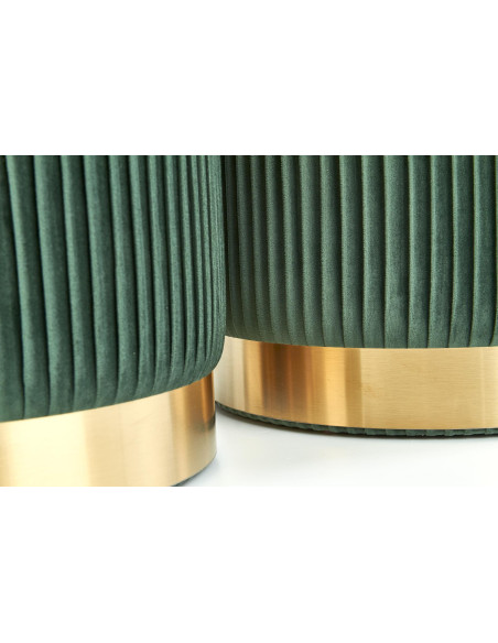 MONTY Zestaw 2 Puf Ciemnozielony VELVET/ Złota Podstawa Dodająca Szyku
