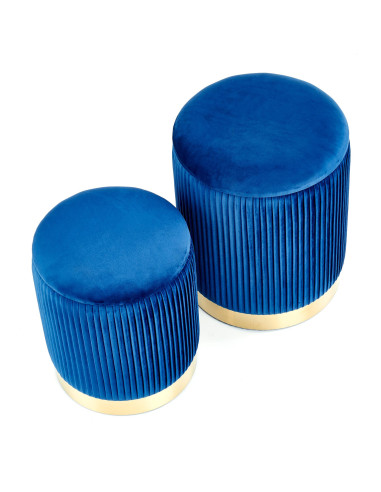 MONTY Zestaw 2 Puf Granatowy VELVET/ Złota Podstawa Dodająca Szyku