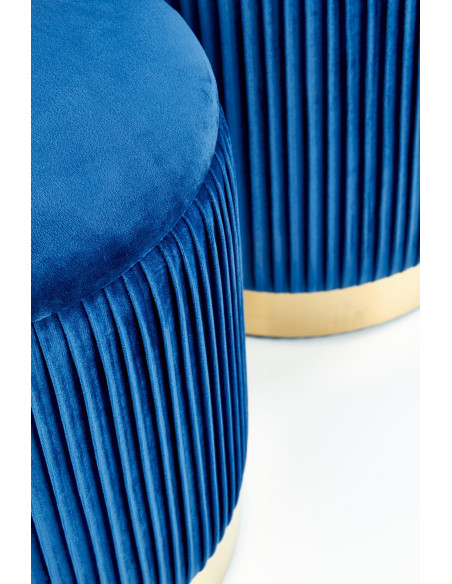 MONTY Zestaw 2 Puf Granatowy VELVET/ Złota Podstawa Dodająca Szyku