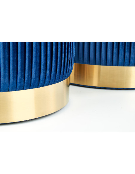 MONTY Zestaw 2 Puf Granatowy VELVET/ Złota Podstawa Dodająca Szyku