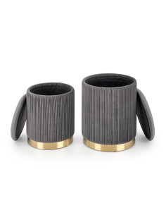 MONTY Zestaw 2 Puf Popielaty VELVET/ Złota Podstawa Dodająca Szyku 2