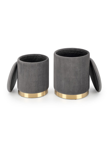 MONTY Zestaw 2 Puf Popielaty VELVET/ Złota Podstawa Dodająca Szyku