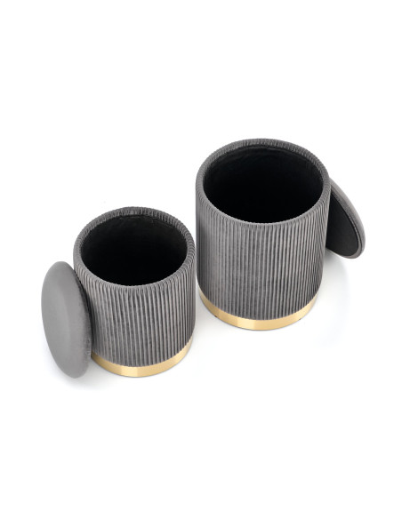 MONTY Zestaw 2 Puf Popielaty VELVET/ Złota Podstawa Dodająca Szyku