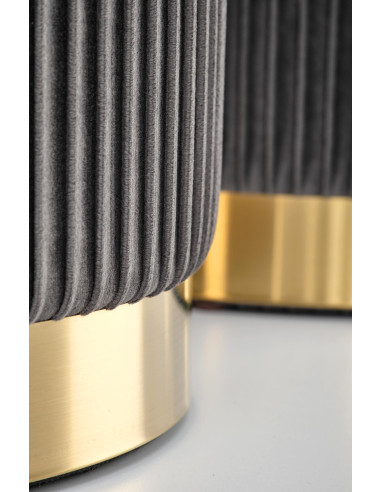 MONTY Zestaw 2 Puf Popielaty VELVET/ Złota Podstawa Dodająca Szyku