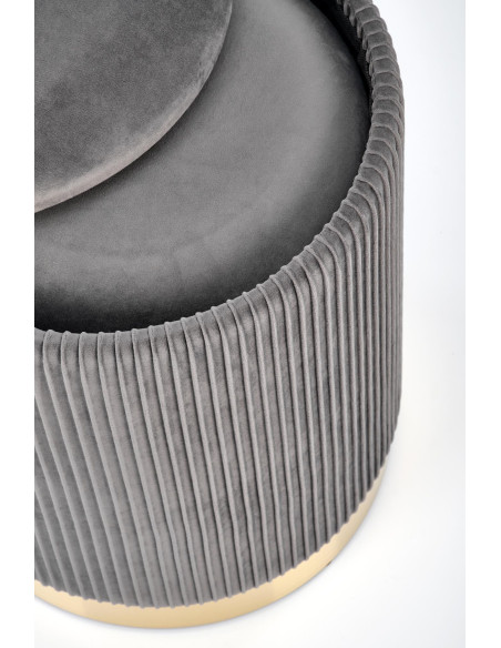 MONTY Zestaw 2 Puf Popielaty VELVET/ Złota Podstawa Dodająca Szyku